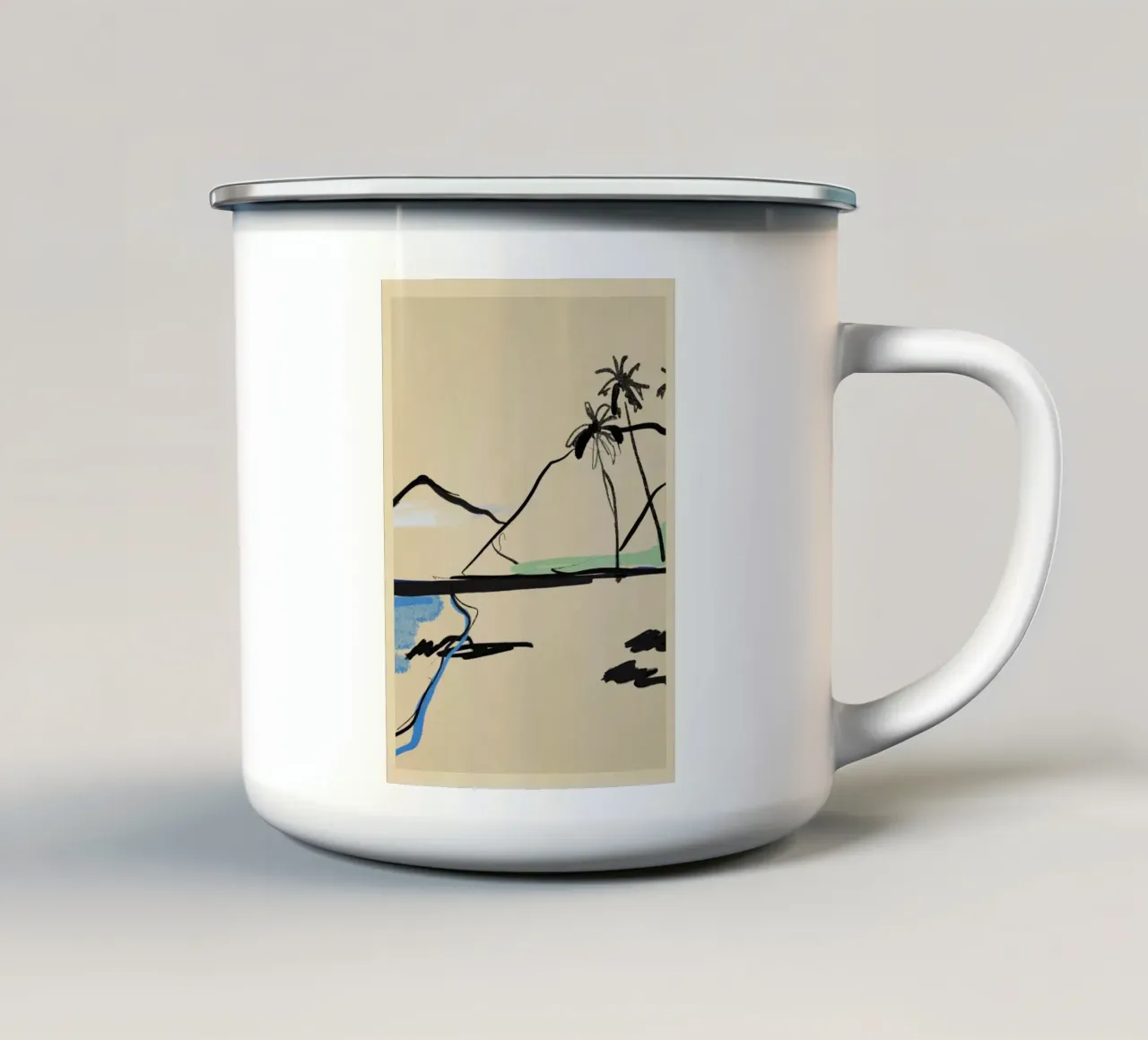 Landschap Schetskunst 3 emaille mok van LeaDArt