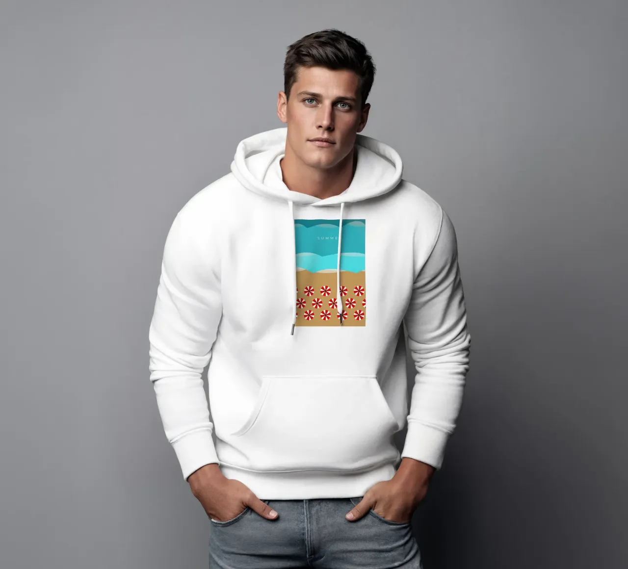 Summer - Beach and sea felpa con cappuccio da minimalist designs