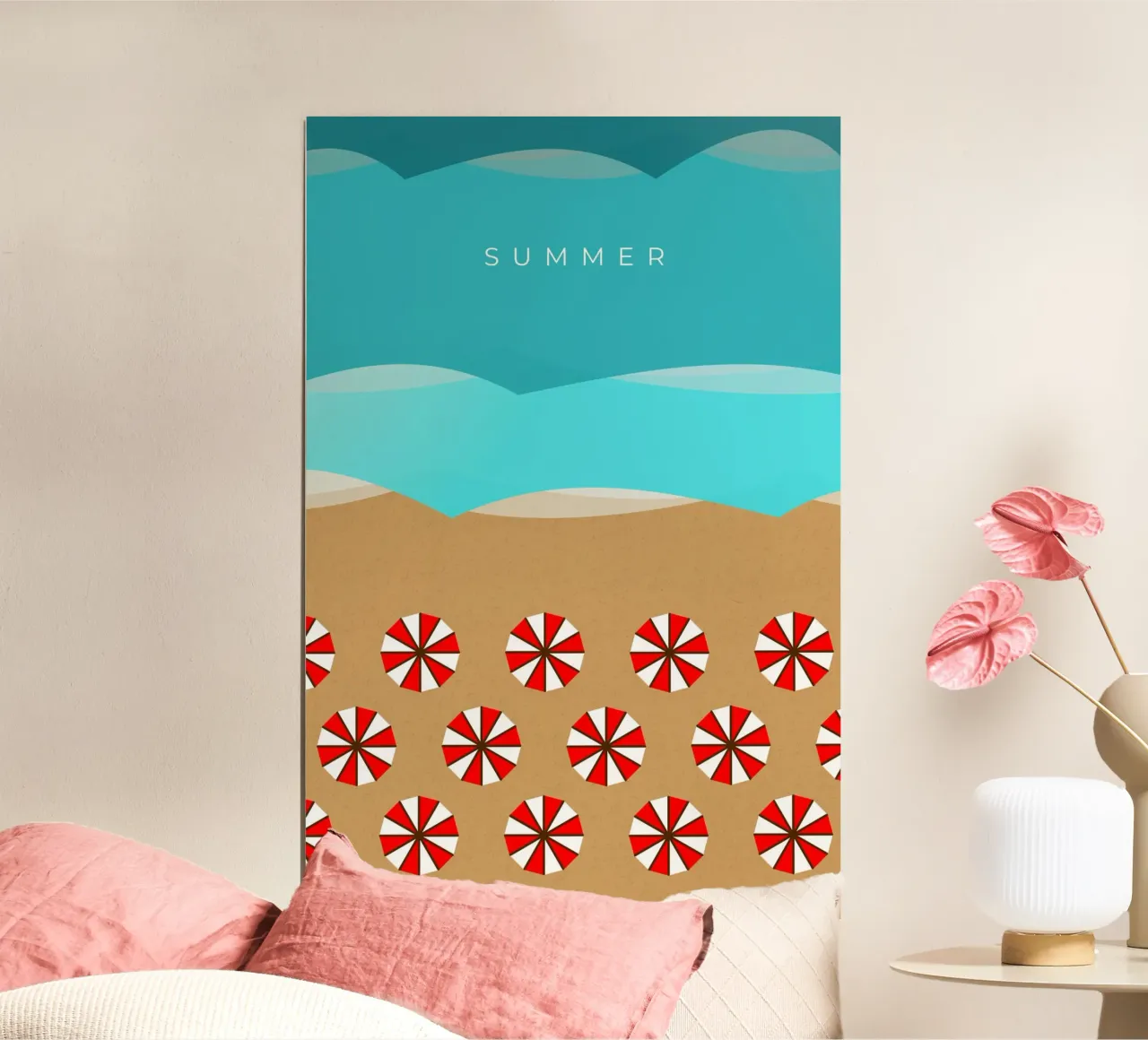 Summer - Beach and sea poster con telaio in alluminio da minimalist designs