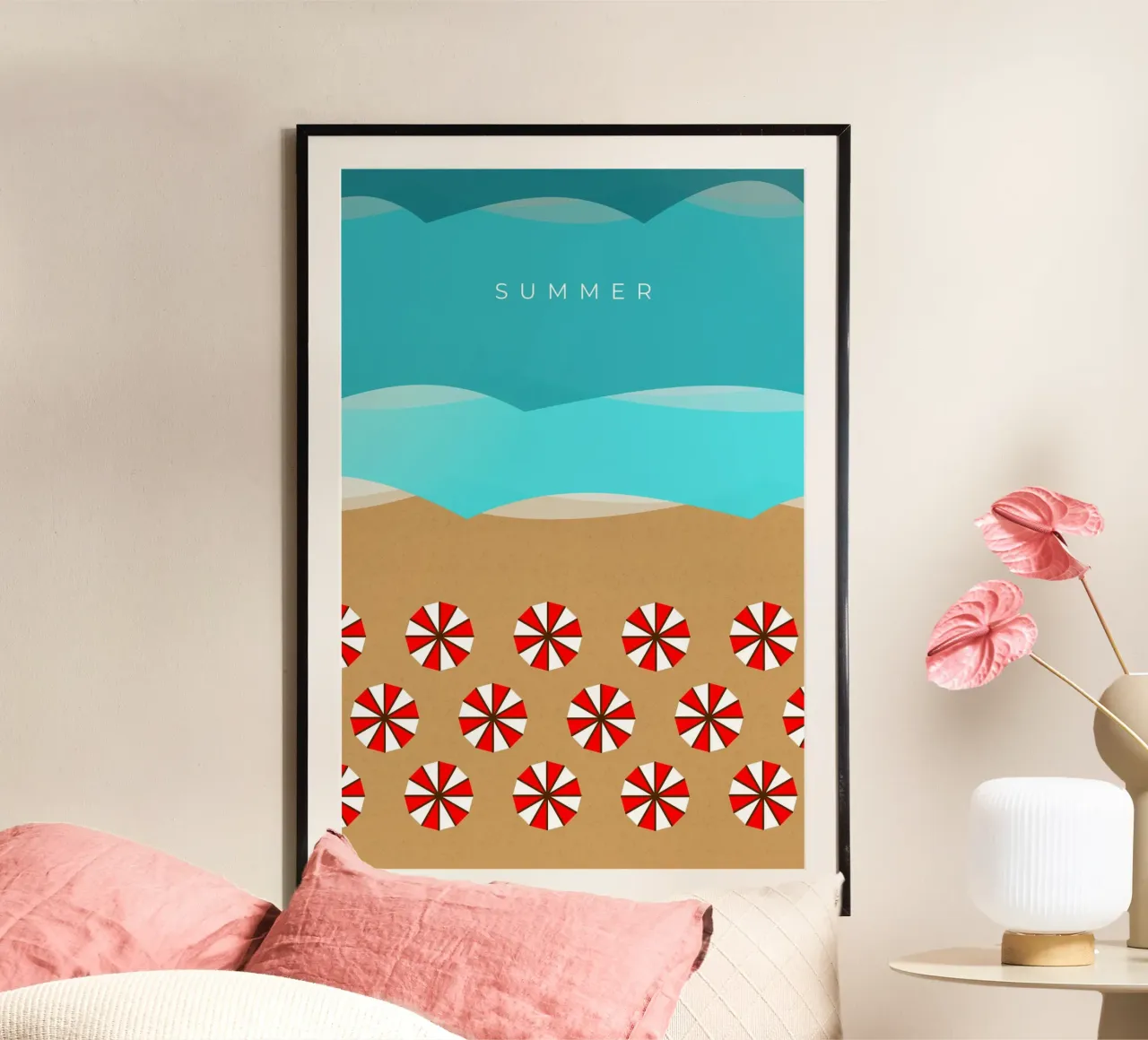 Summer - Beach and sea poster con telaio in alluminio da minimalist designs