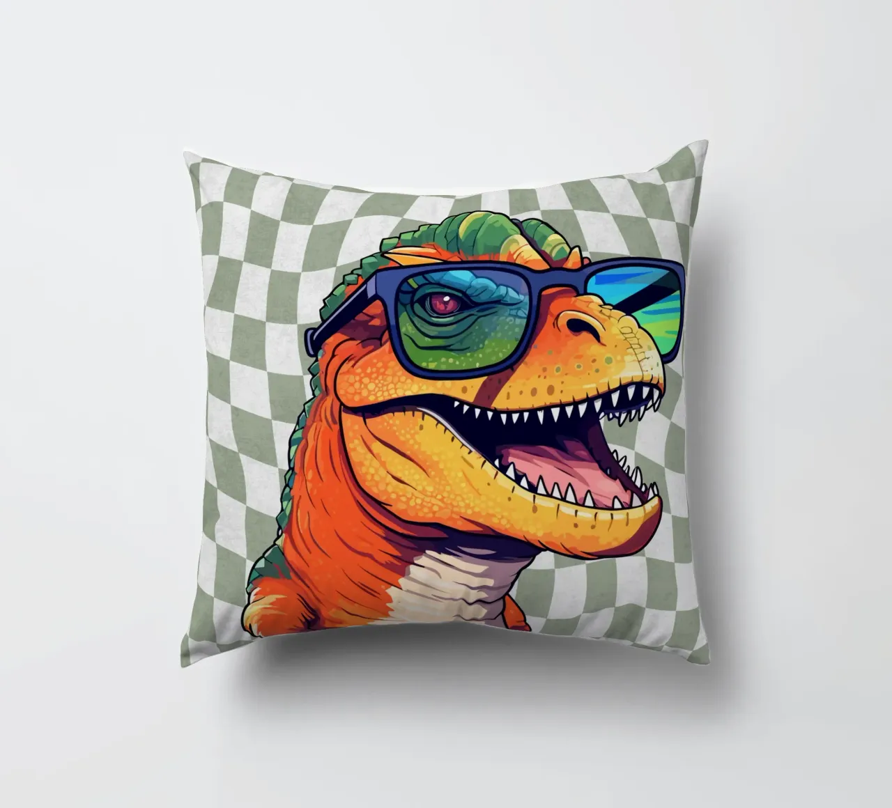 T-Rex Swagger Kissen von Doodle Dreams Art