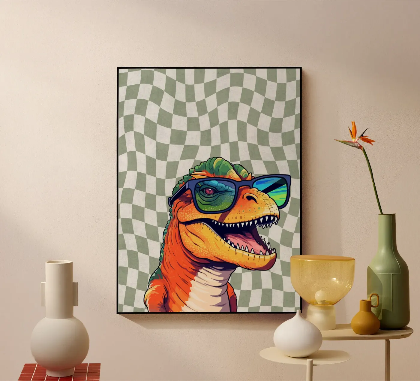 T-Rex Swagger Acryl-Glas von Doodle Dreams Art
