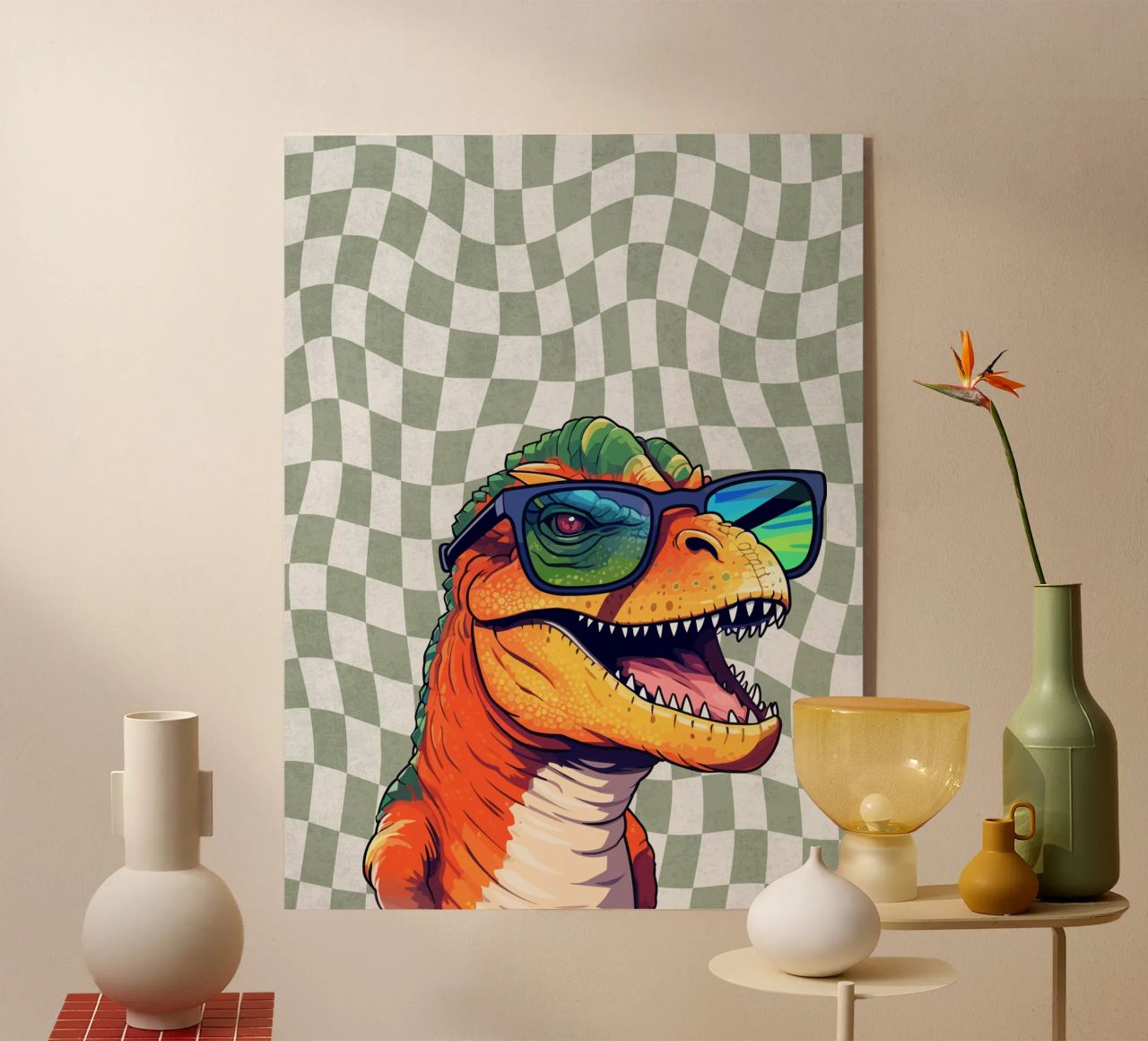 T-Rex Swagger plexiglass da Doodle Dreams Art