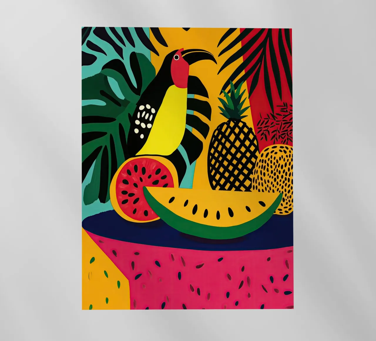 Natura morta tropicale con frutta e tucano pellicola backlit da Autofocus