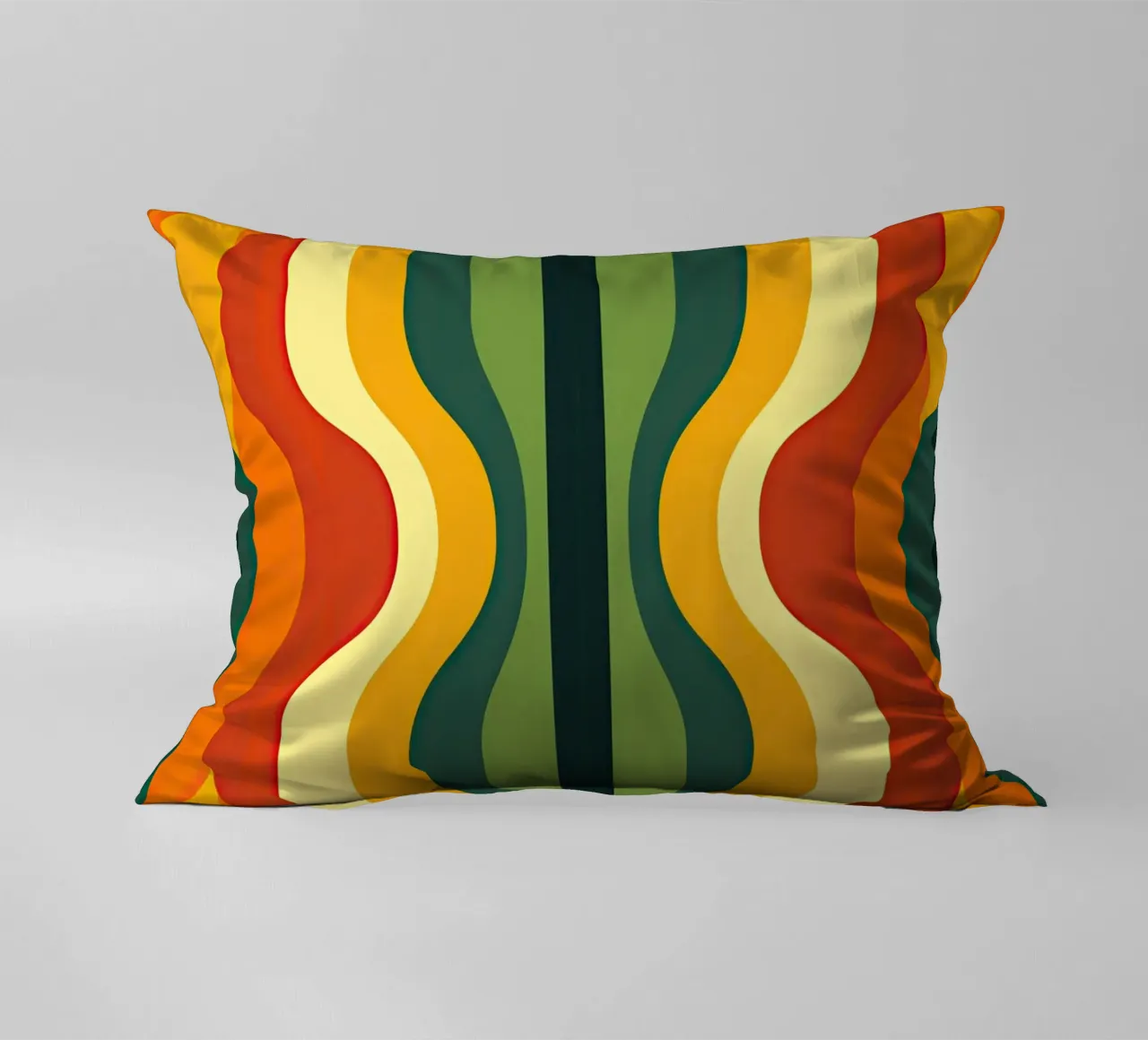 60s wallpaper pattern in orange and green revived decorative cushion by Autofocus