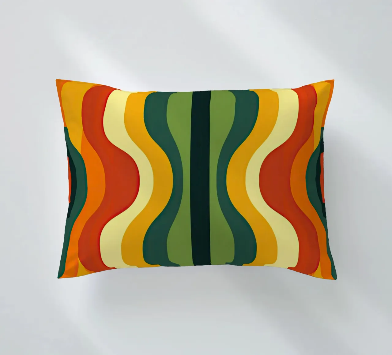 60s wallpaper pattern in orange and green revived decorative cushion by Autofocus