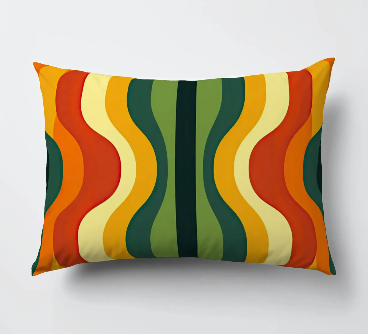 60s wallpaper pattern in orange and green revived decorative cushion by Autofocus