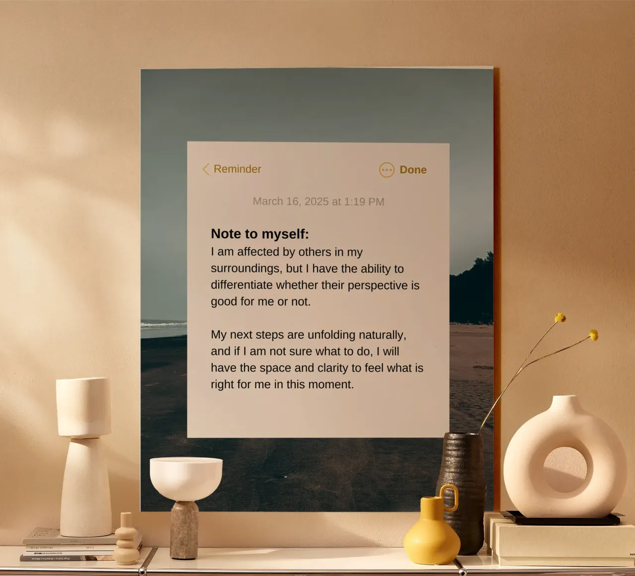 note to myself plexiglass da Ambition Wall