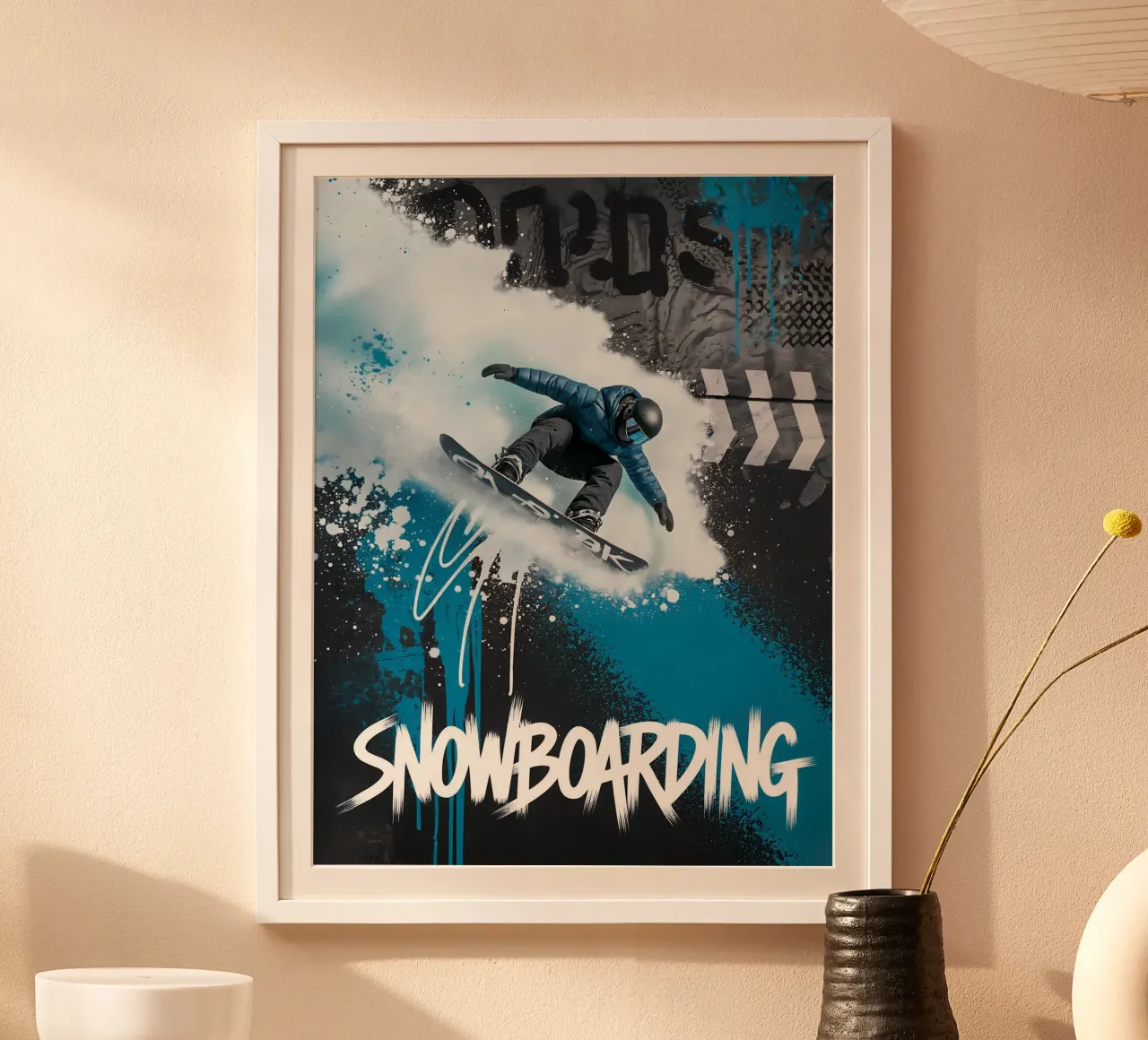 Snowboard: Snowboard Graffiti poster con telaio in alluminio da GameDay Studio