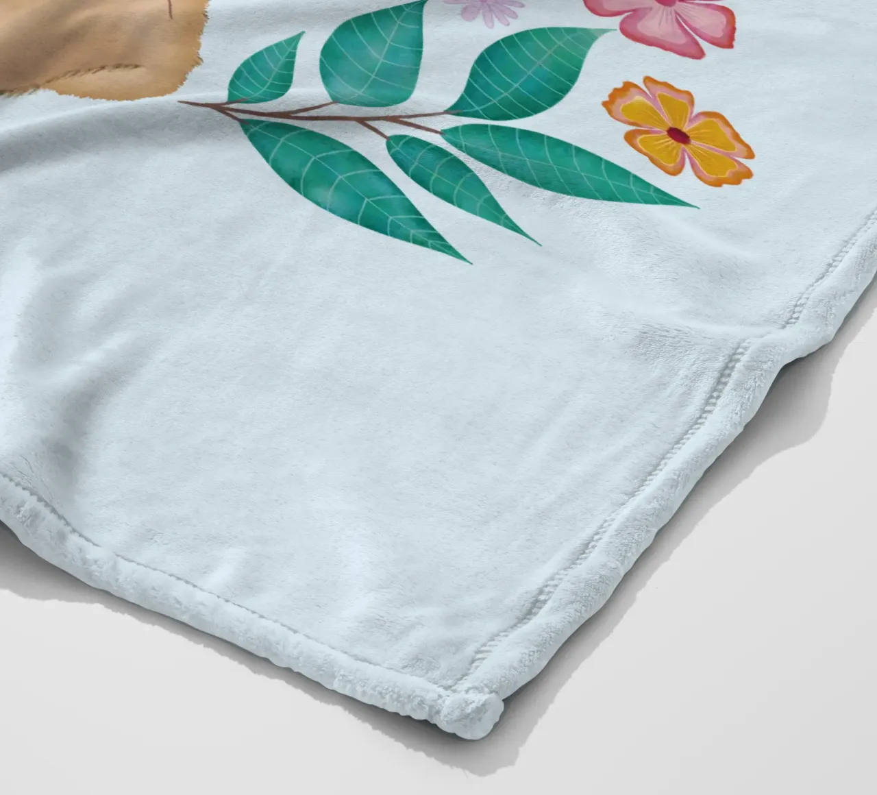 Simpatico coniglietto con corona di fiori, farfalle e libellula. coperta in pile da CalliLetters