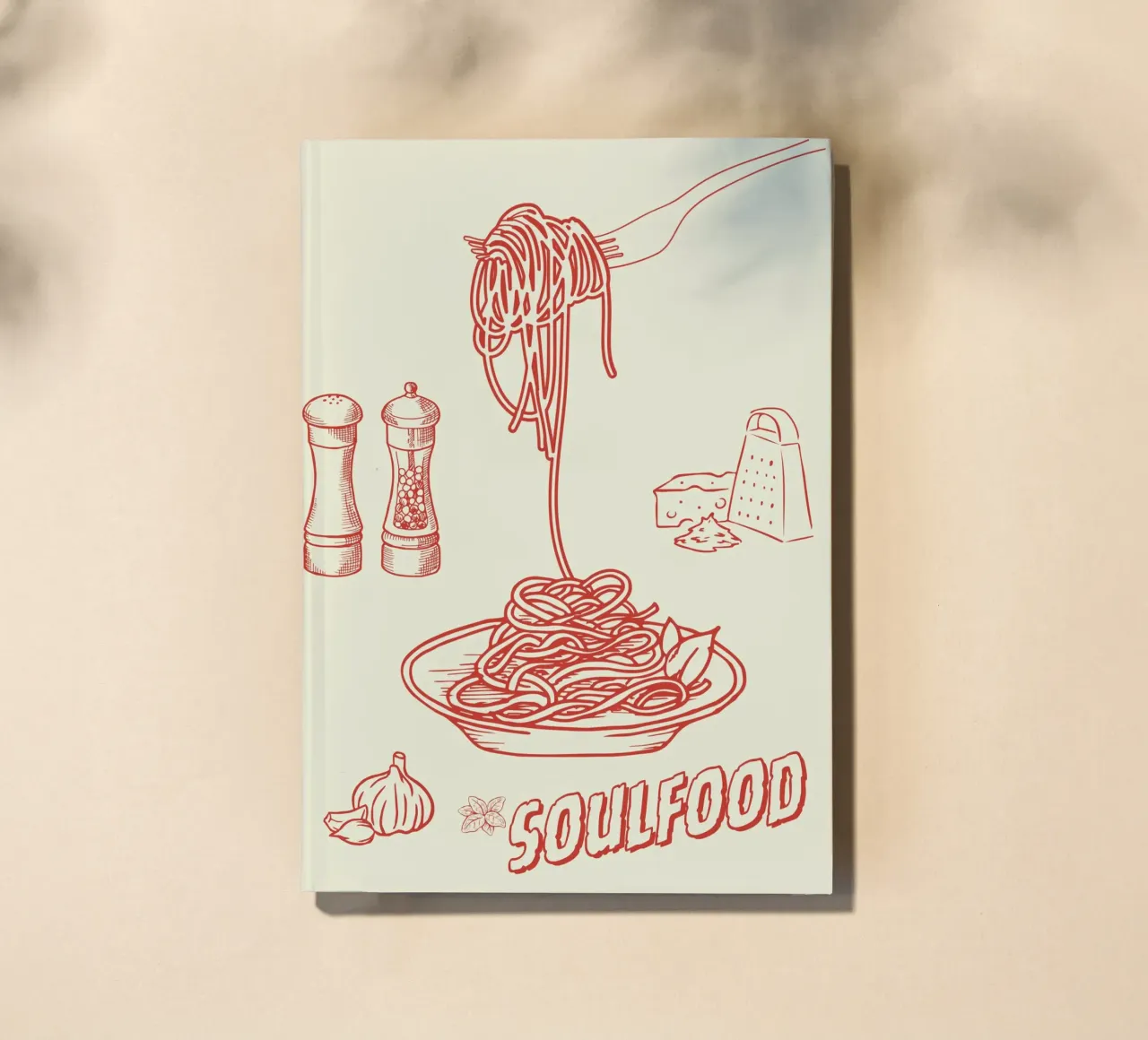 Pasta Art Print – Retro-Spaghetti mit Knoblauch & Käse carnet de notes de Headless Monkeys
