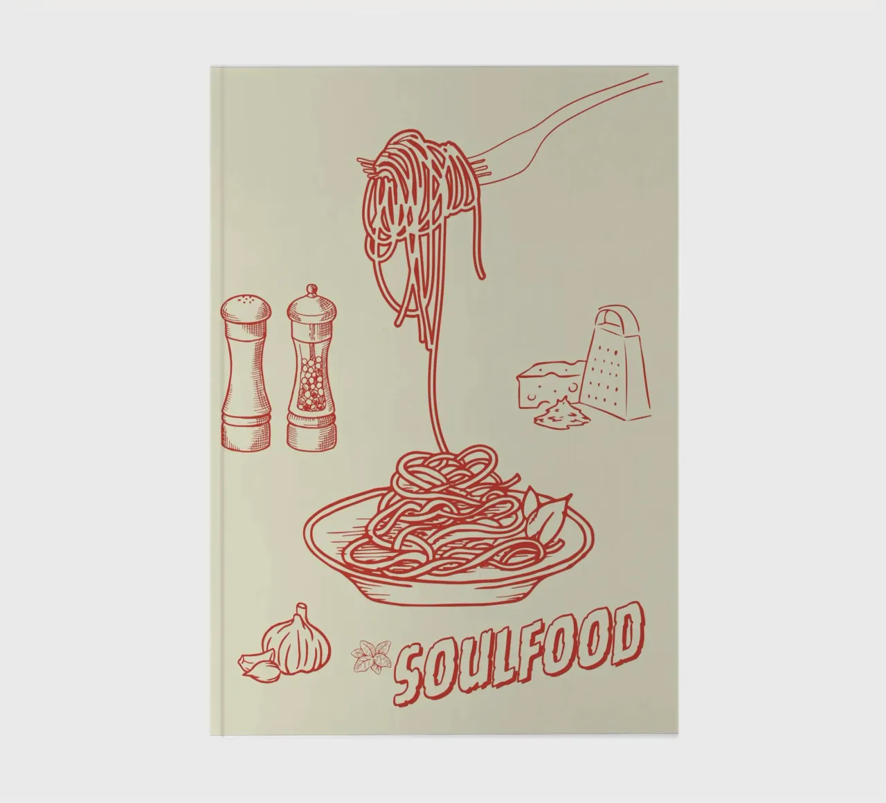Pasta Art Print – Retro-Spaghetti mit Knoblauch & Käse carnet de notes de Headless Monkeys