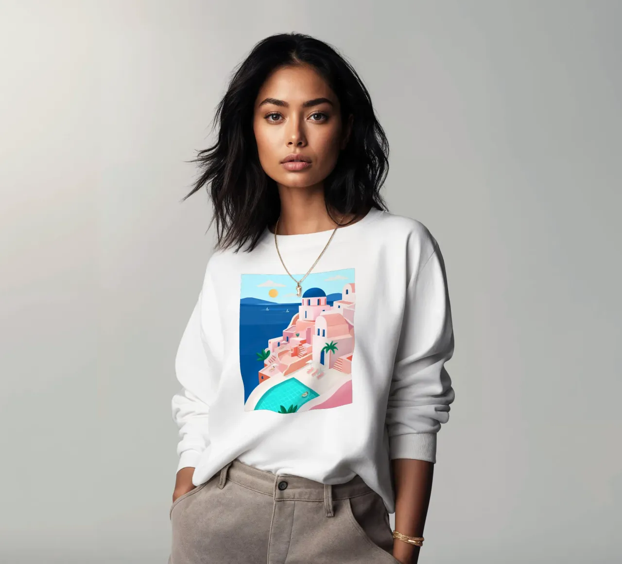 Santorini Print felpa da PetrArts