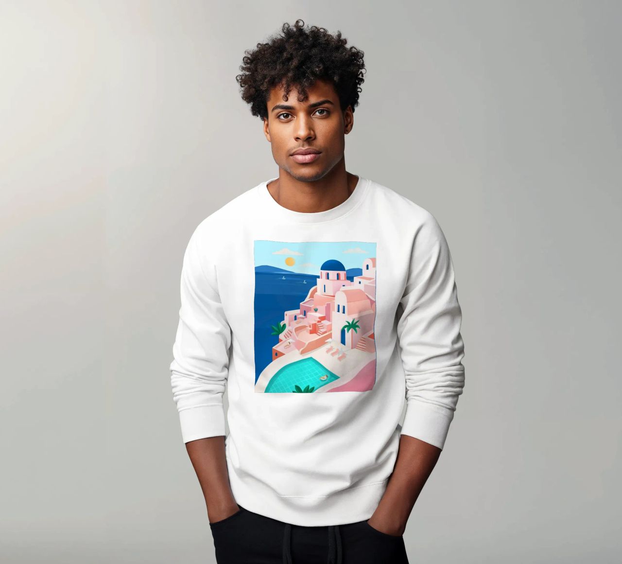 Santorini Print felpa da PetrArts