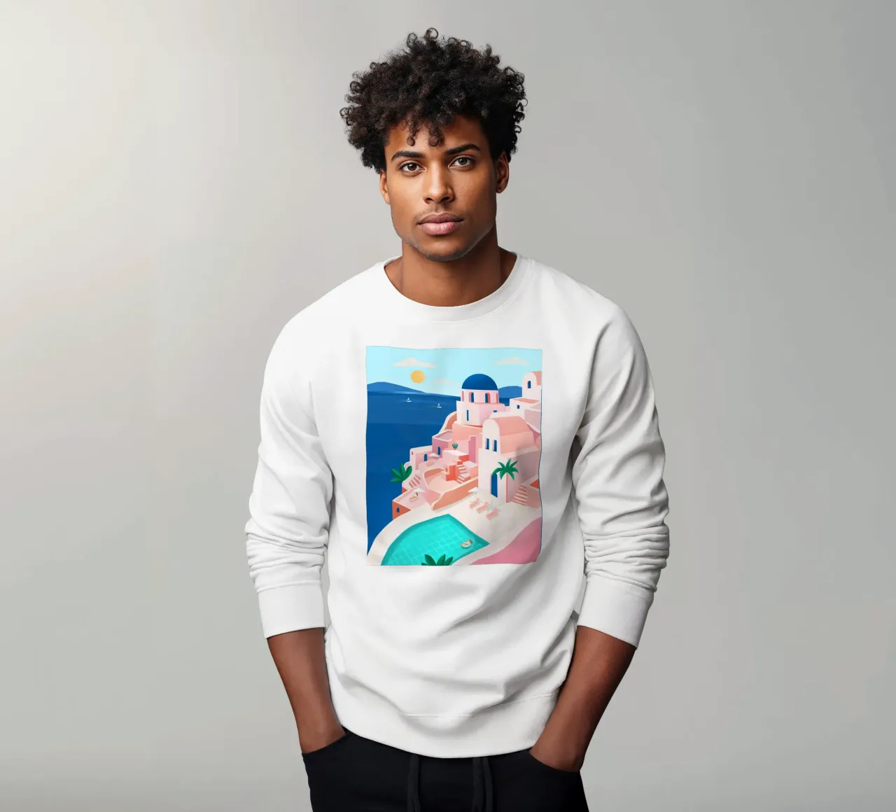 Santorini Print felpa da PetrArts