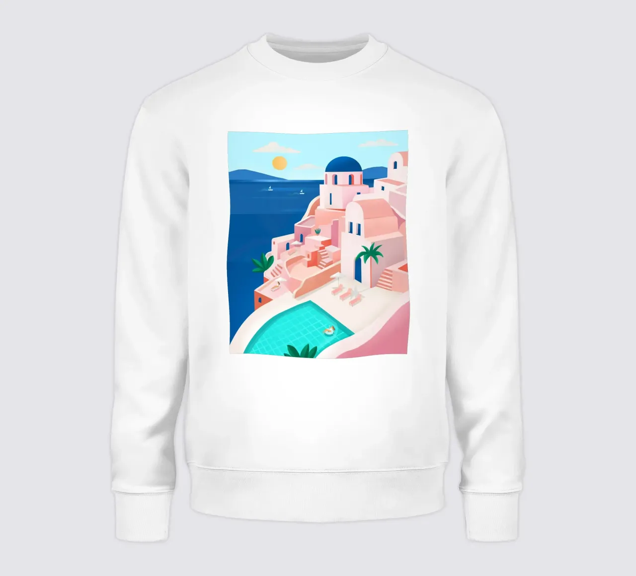 Santorini Print sweatshirt van PetrArts