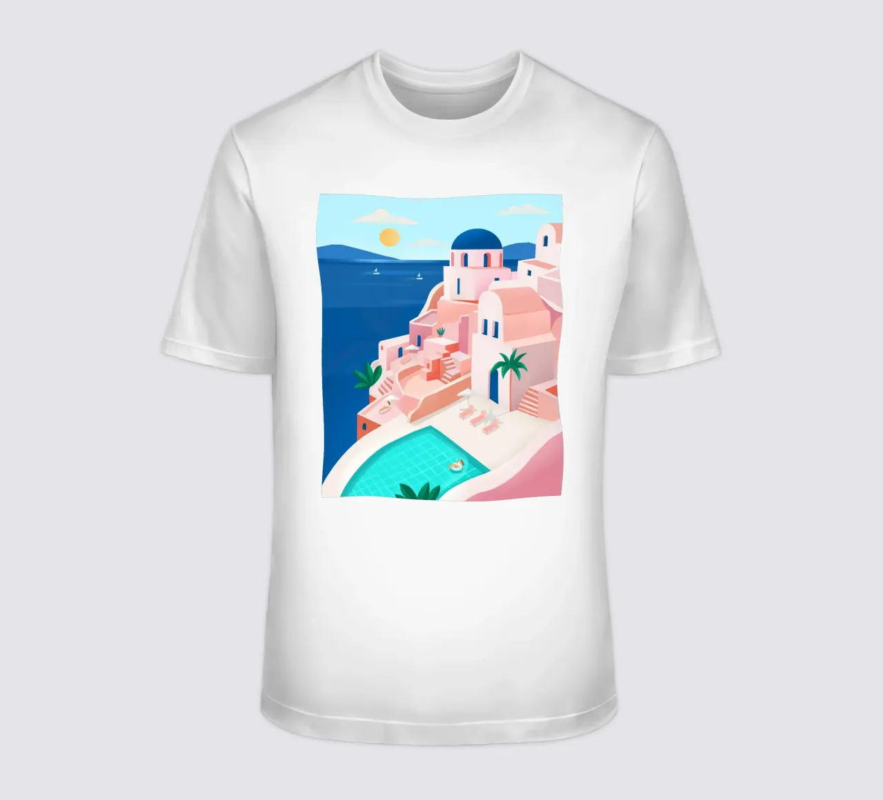 Santorini Print t-shirt da PetrArts