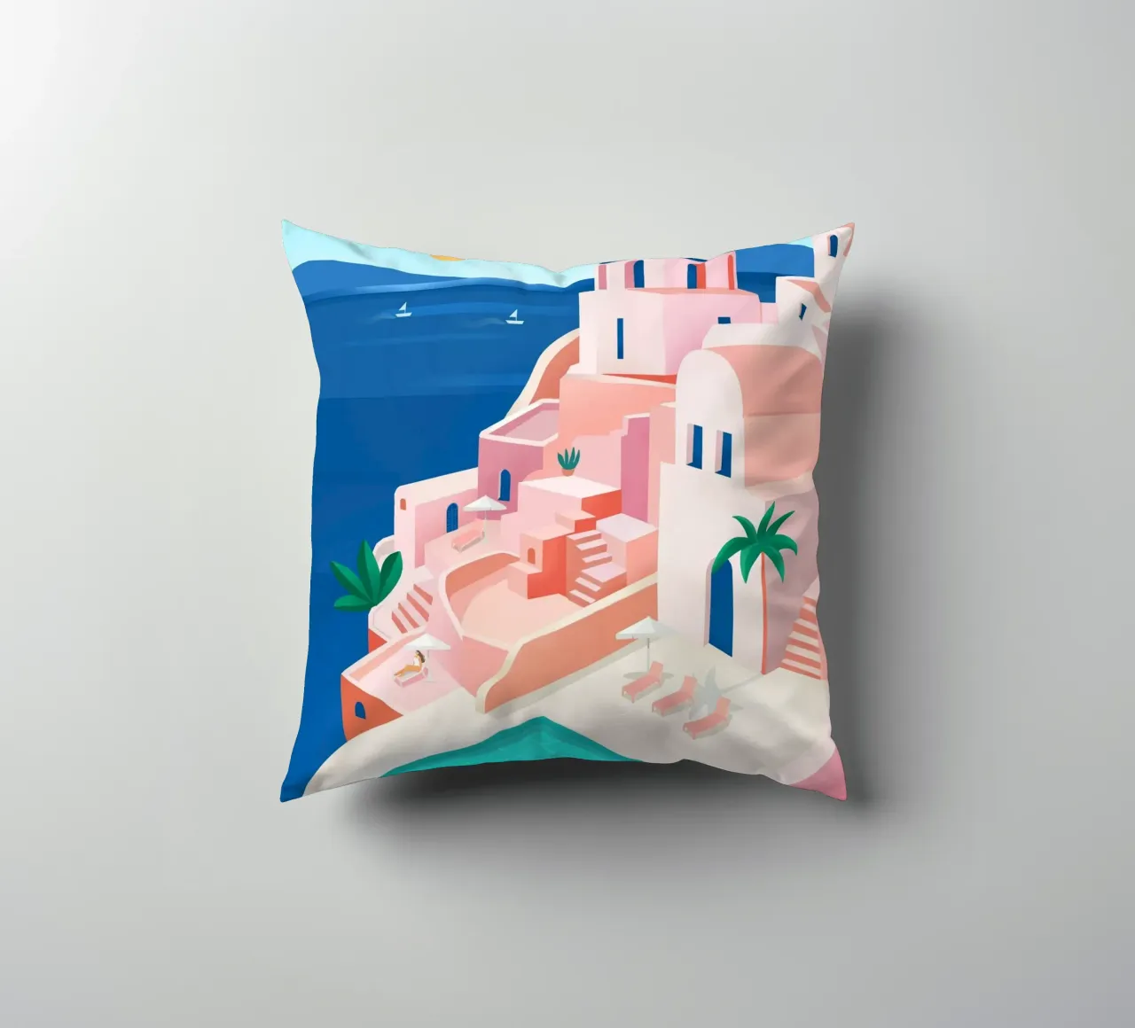 Santorini Print Kissen von PetrArts