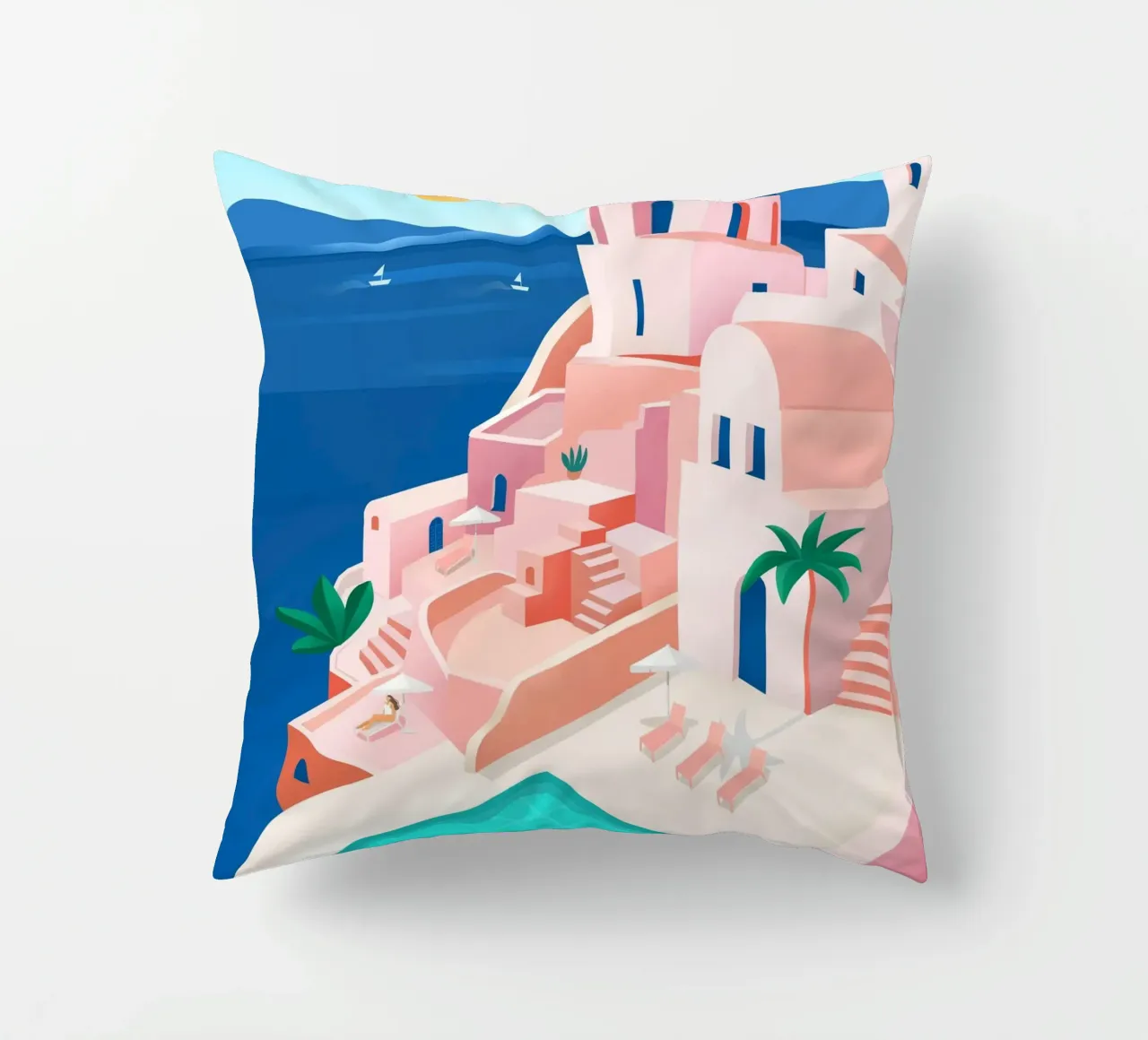 Santorini Print Kissen von PetrArts