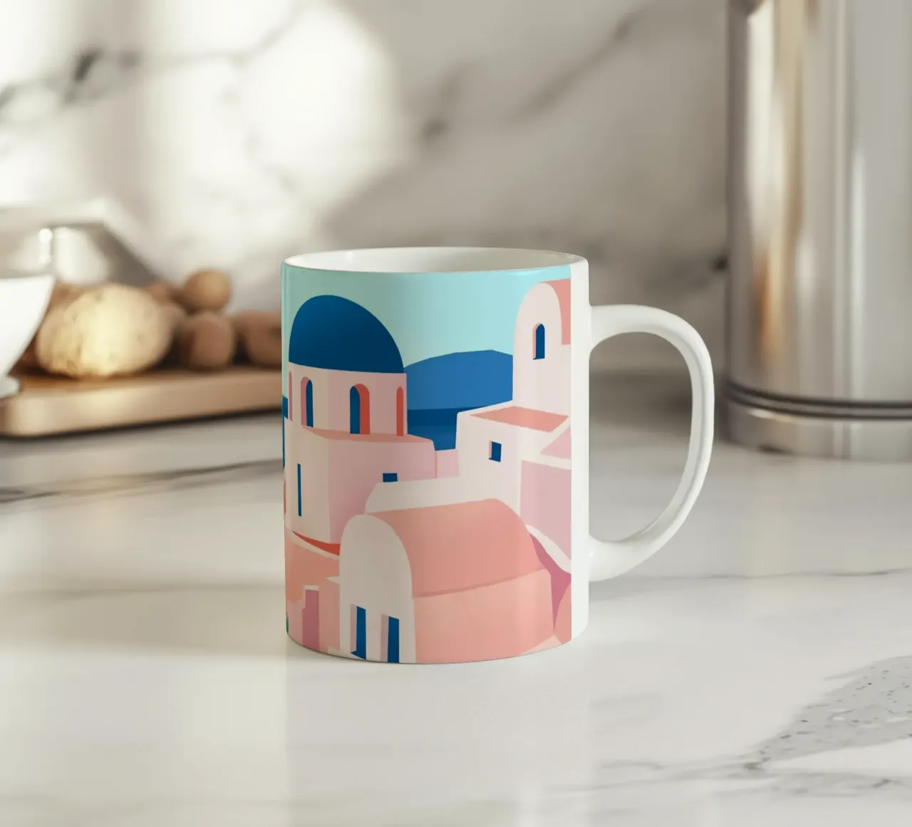 Santorini Print Keramik Tasse von PetrArts
