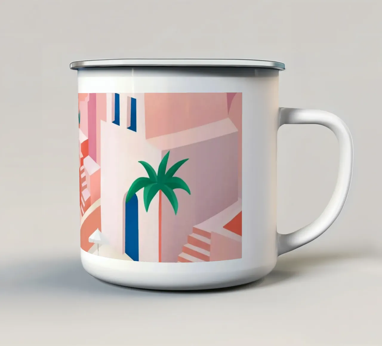 Santorini Print mug en émail de PetrArts