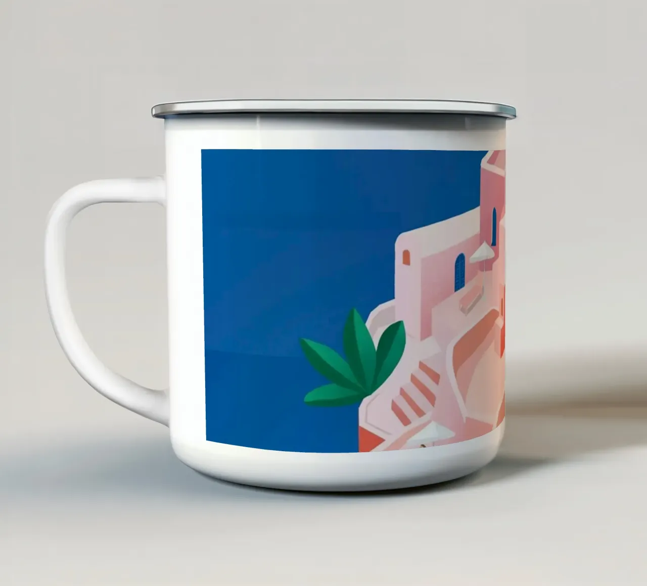 Santorini Print Emaille Tasse von PetrArts