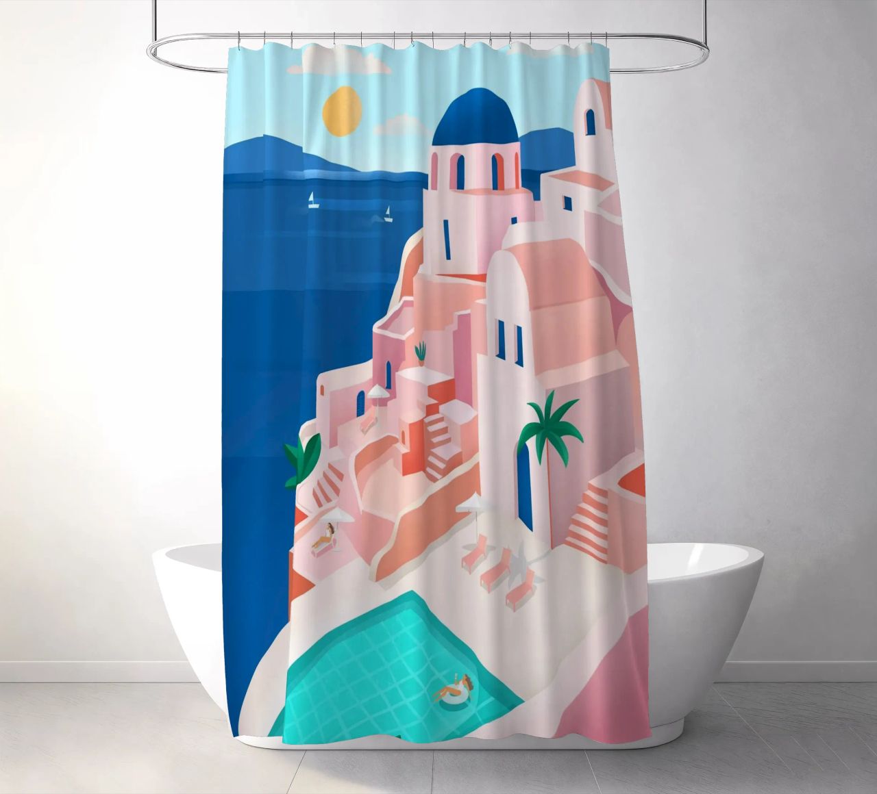 Santorini Print tenda da doccia da PetrArts