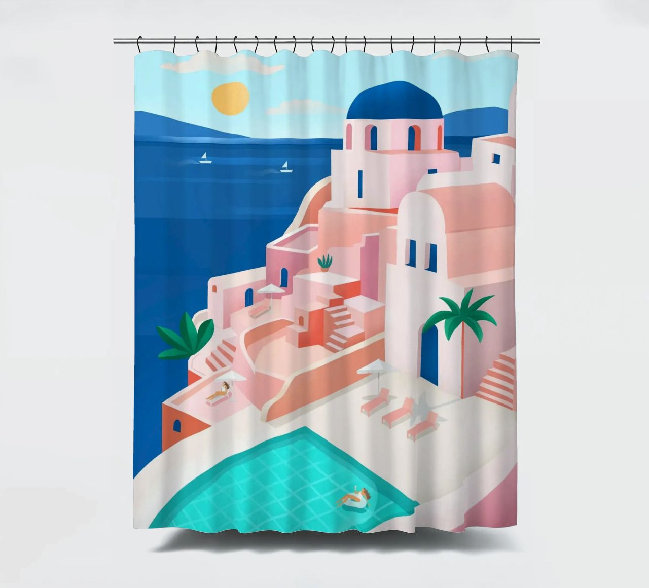 Santorini Print tenda da doccia da PetrArts