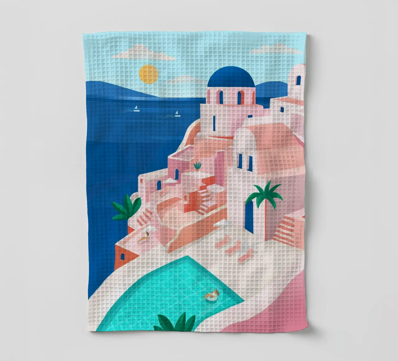 Santorini Print torchon de PetrArts