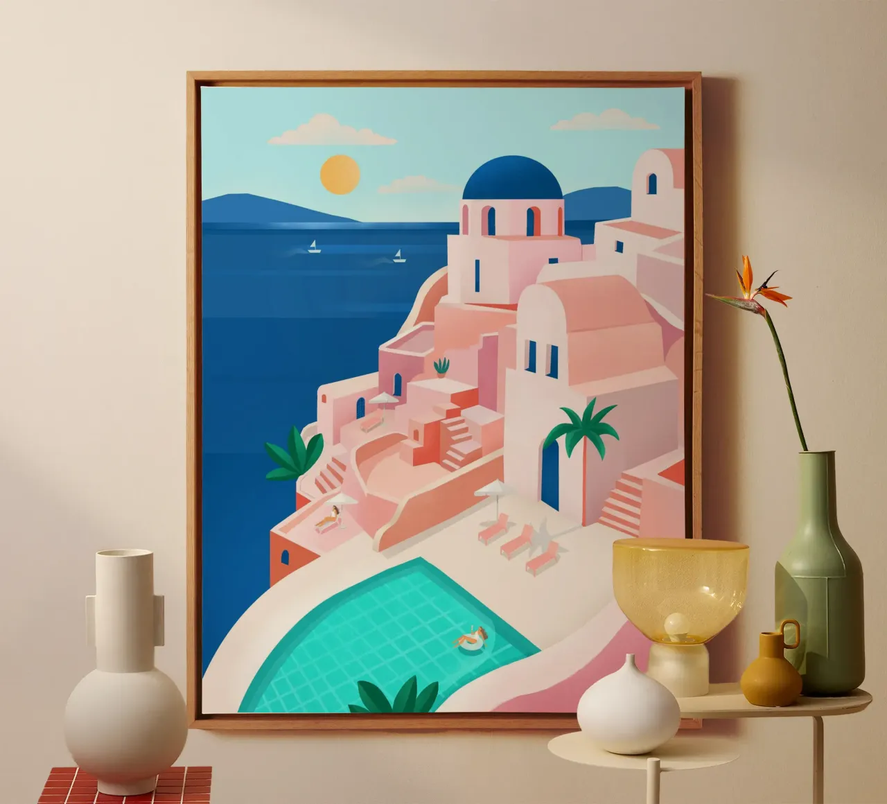 Santorini Print toile avec Caisse américaine de PetrArts