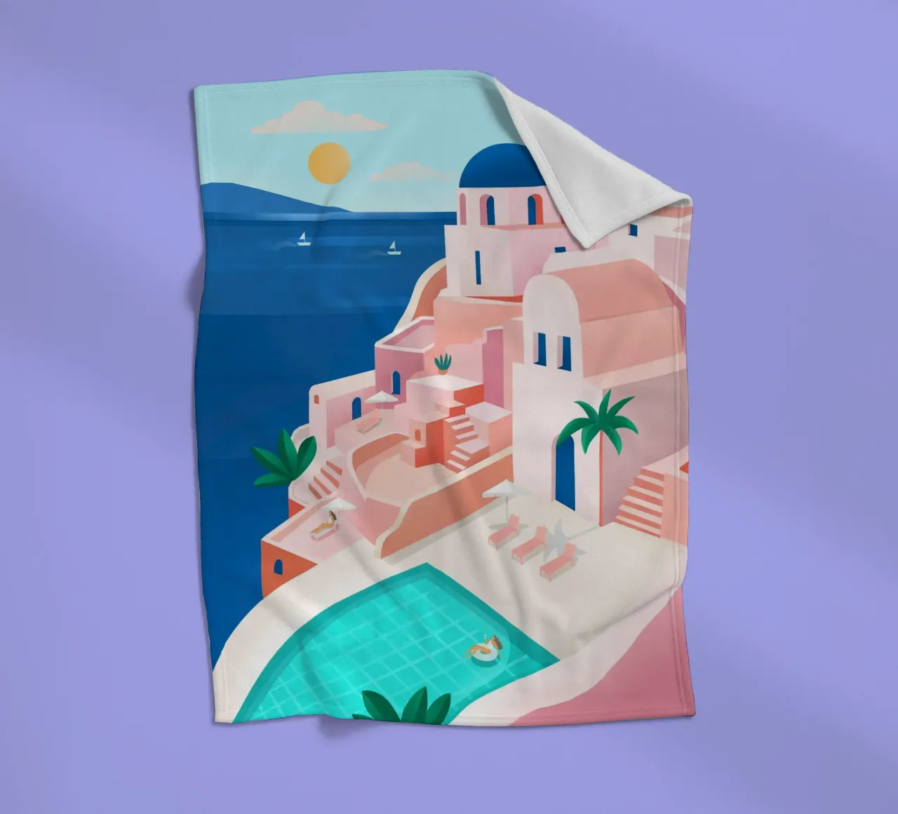 Santorini Print coperta in pile da PetrArts