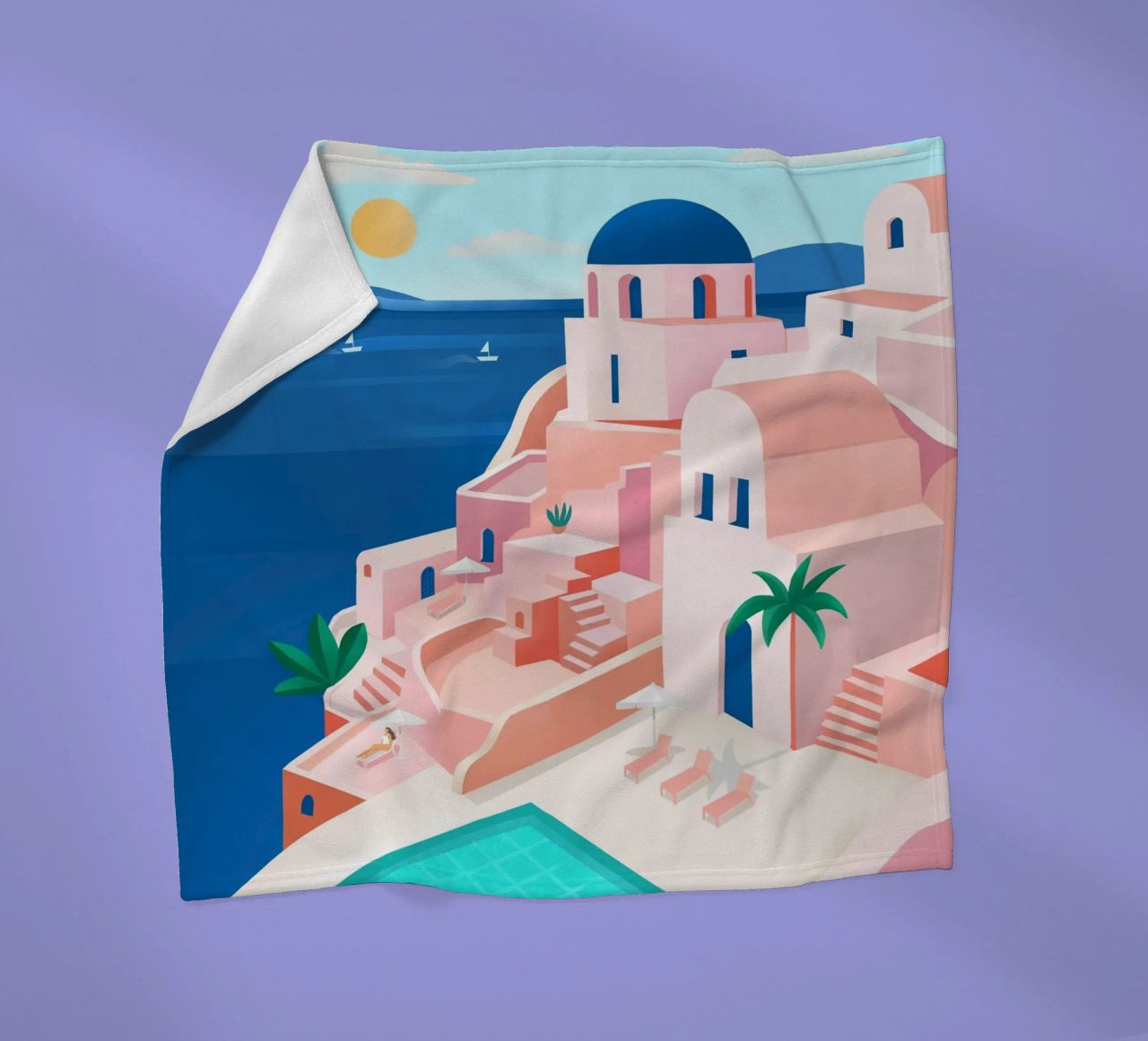 Santorini Print coperta in pile da PetrArts