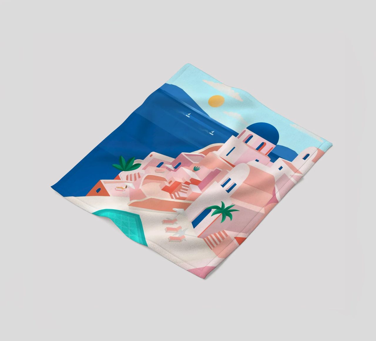 Santorini Print coperta in pile da PetrArts