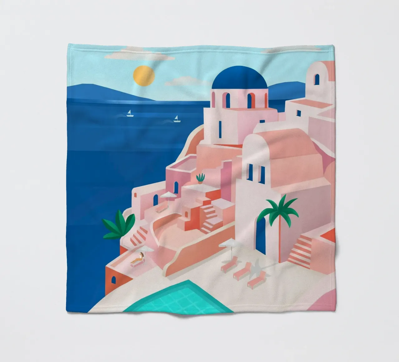 Santorini Print coperta in pile da PetrArts