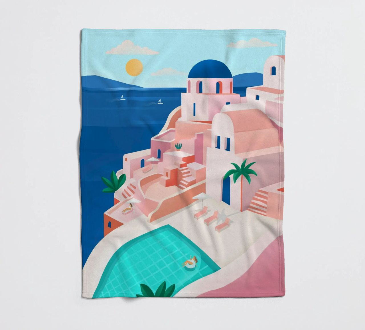 Santorini Print coperta in pile da PetrArts