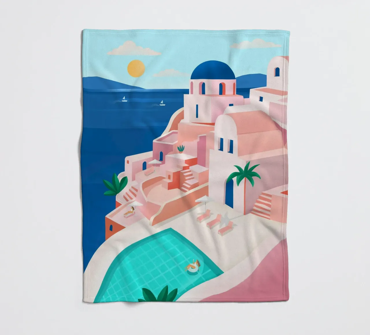 Santorini Print coperta in pile da PetrArts