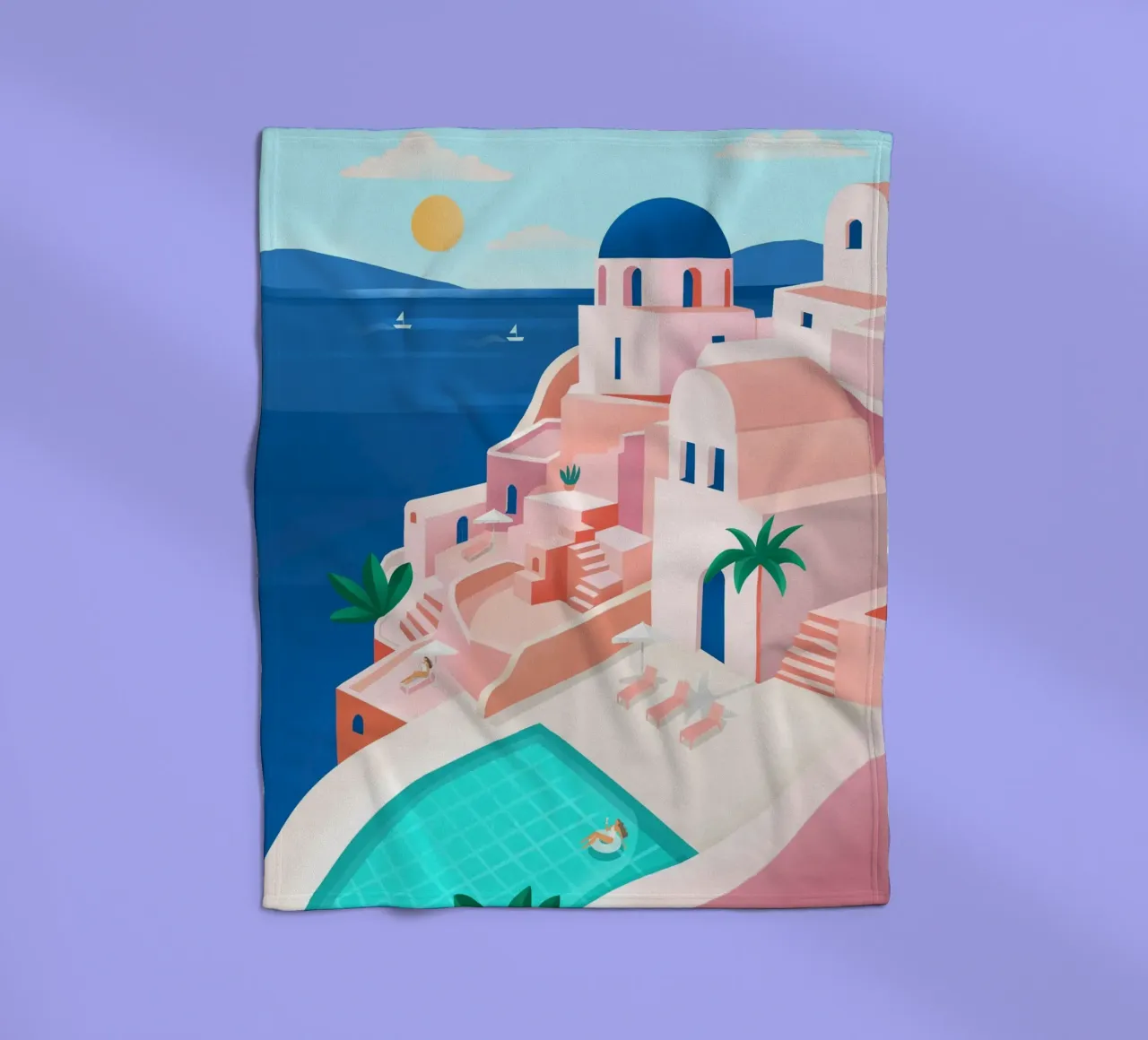 Santorini Print coperta in pile da PetrArts