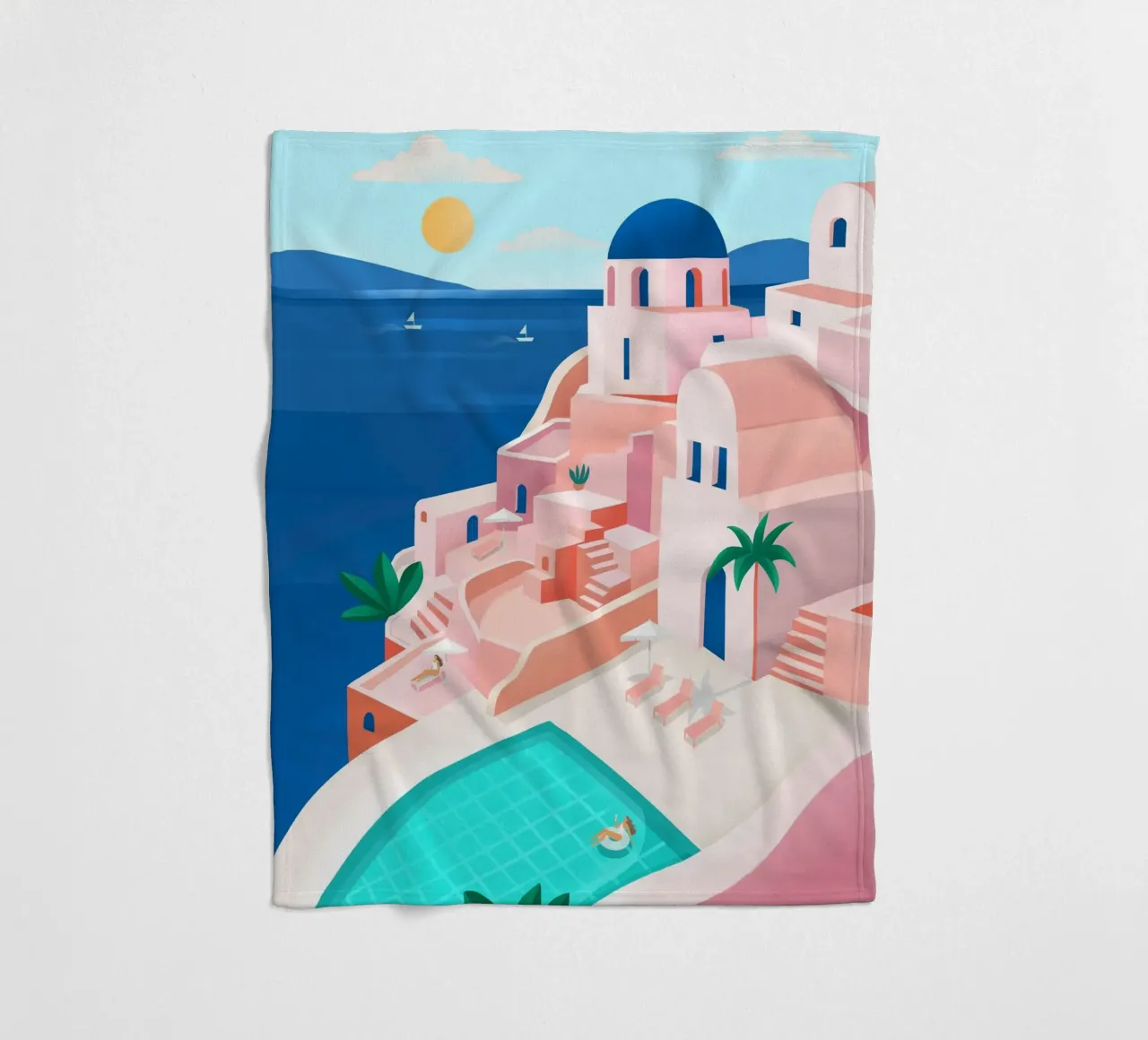 Santorini Print coperta in pile da PetrArts