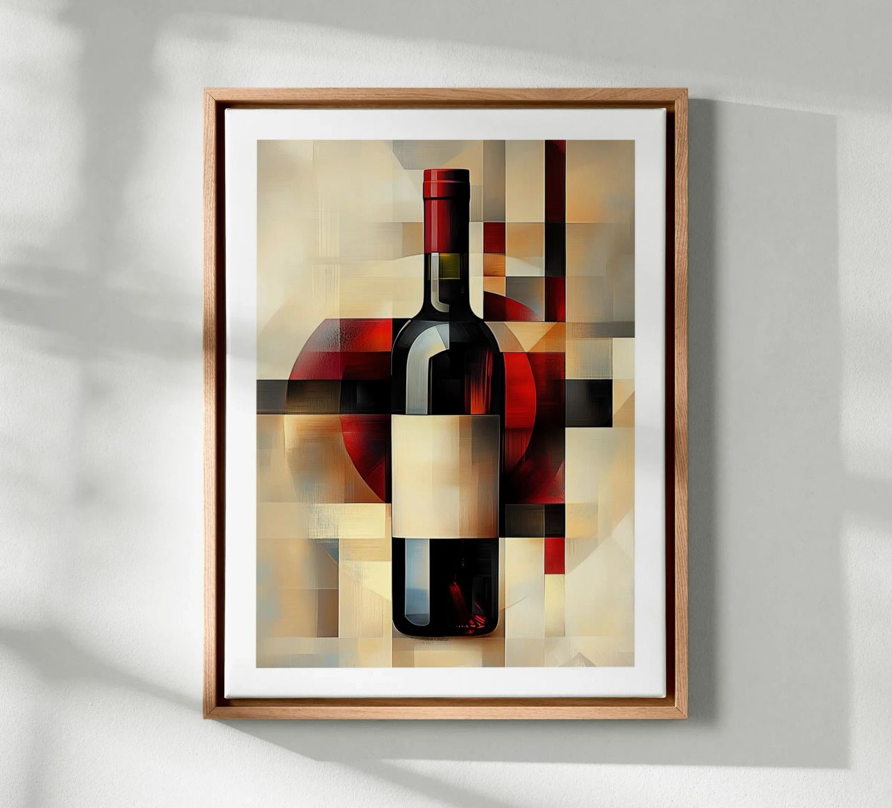 Wine bottle in abstraction canvas by Spice & Style