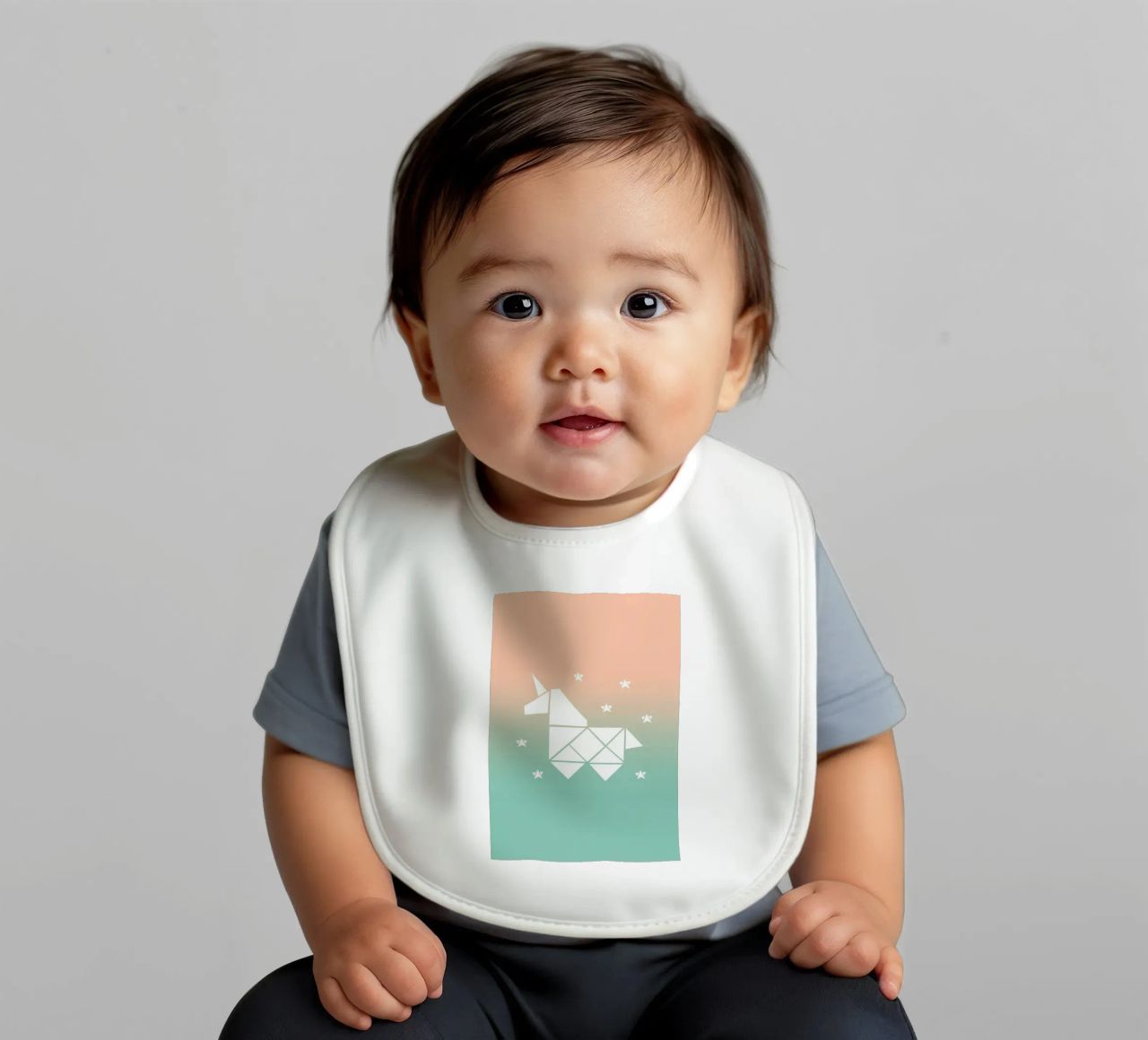 Sparkling gradient unicorn green bavaglino da BAINAI KIDS