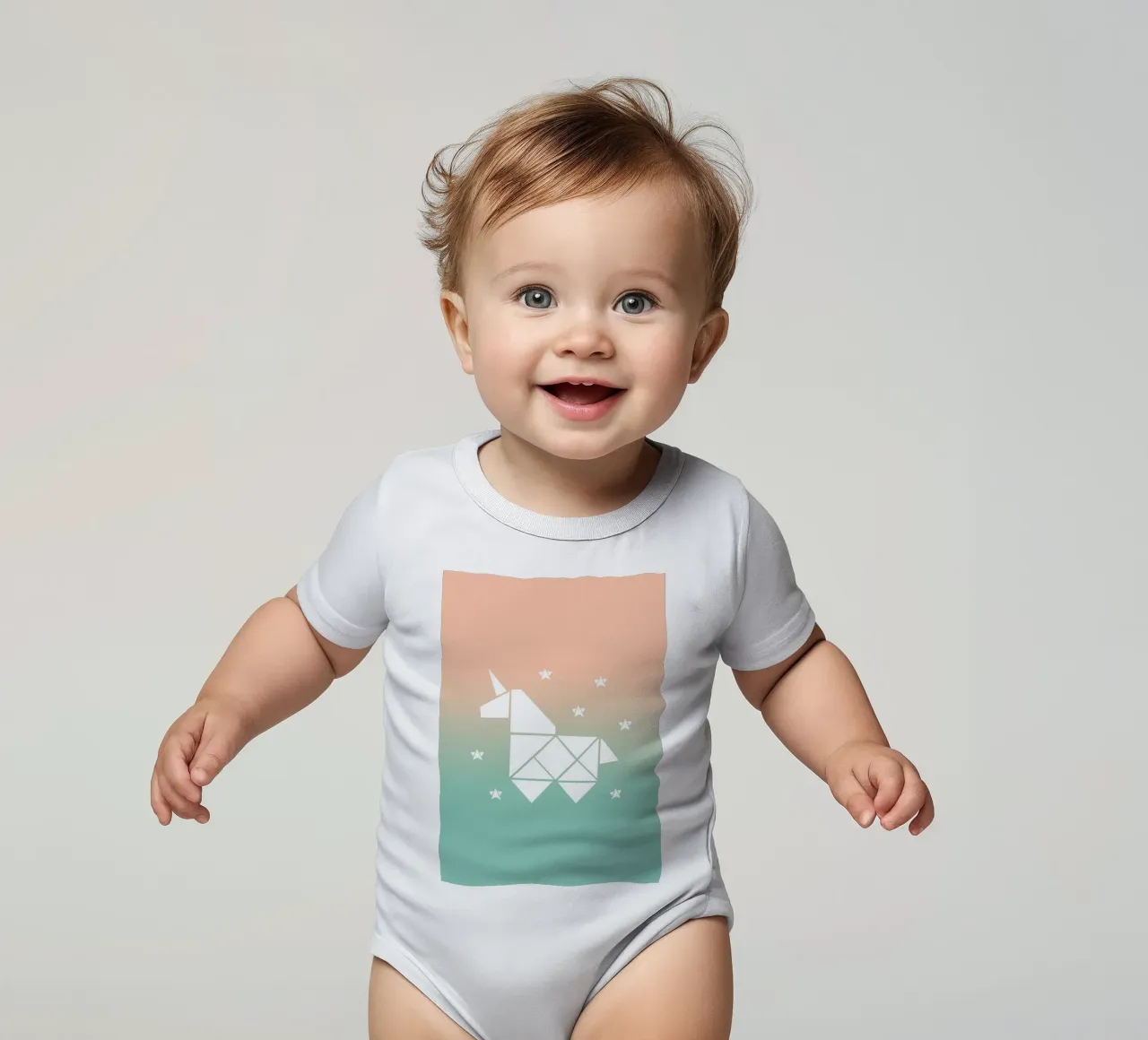 Sparkling gradient unicorn green body de bebé de BAINAI KIDS