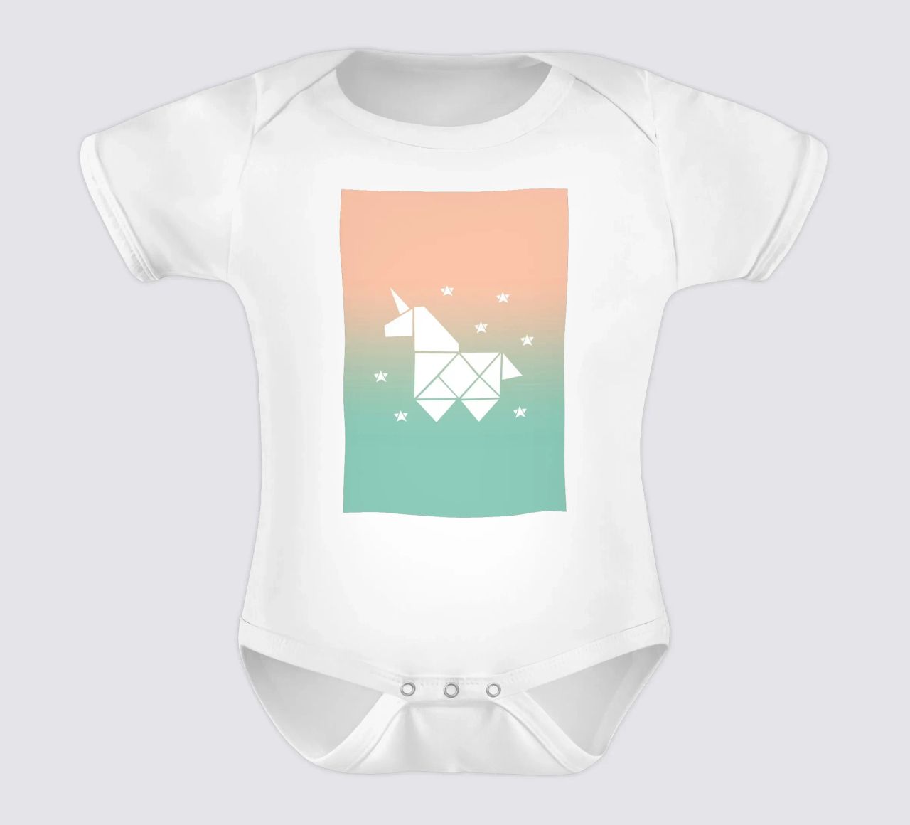 Sparkling gradient unicorn green body neonato maniche corte da BAINAI KIDS
