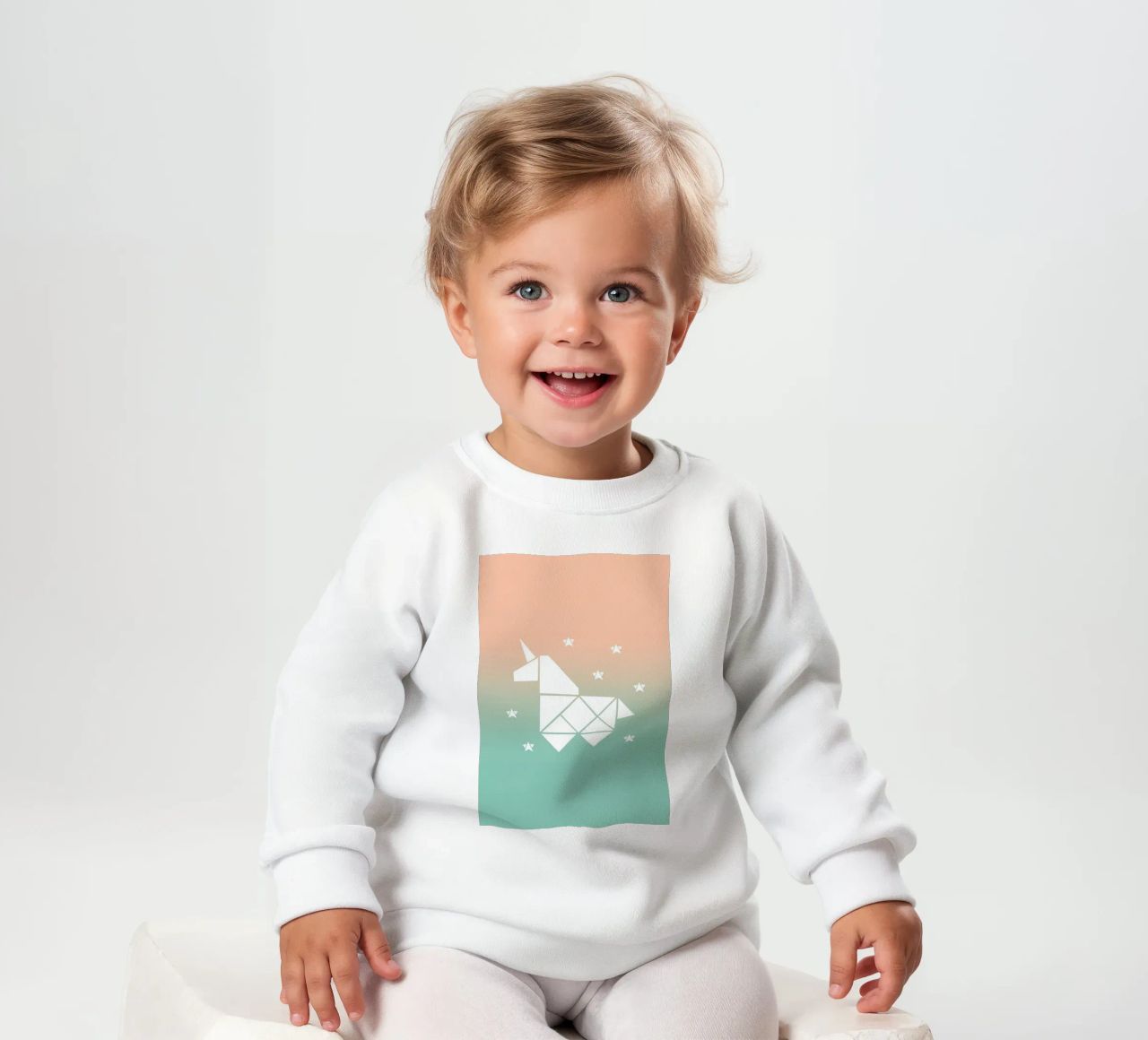 Sparkling gradient unicorn green felpa neonato da BAINAI KIDS