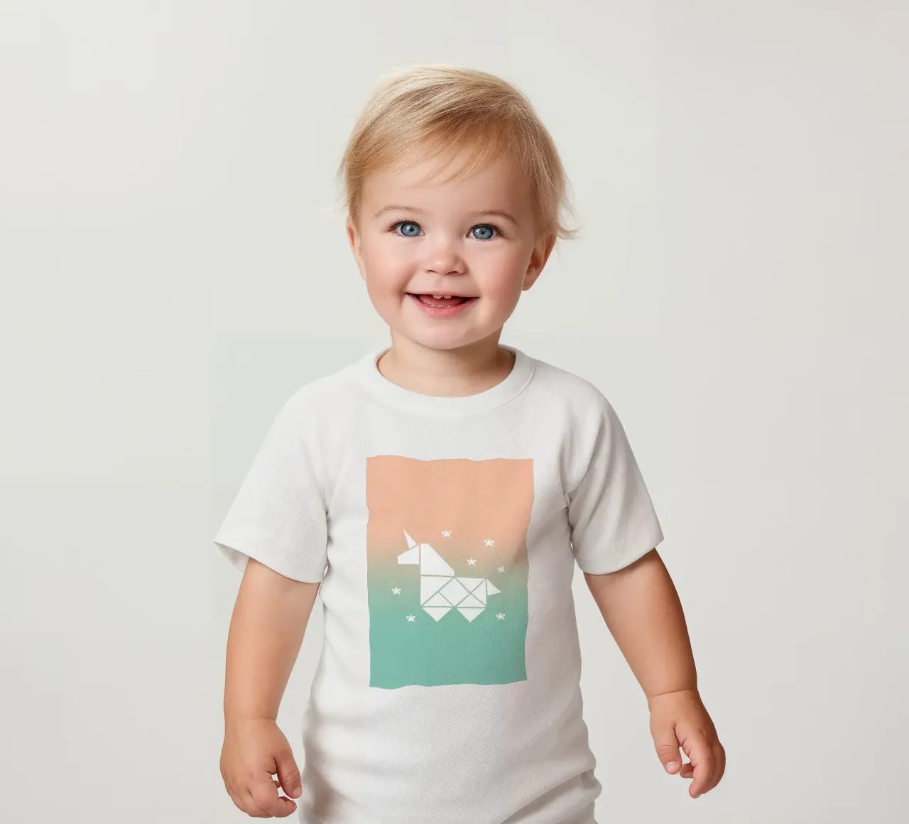 Sparkling gradient unicorn green maglietta neonato da BAINAI KIDS