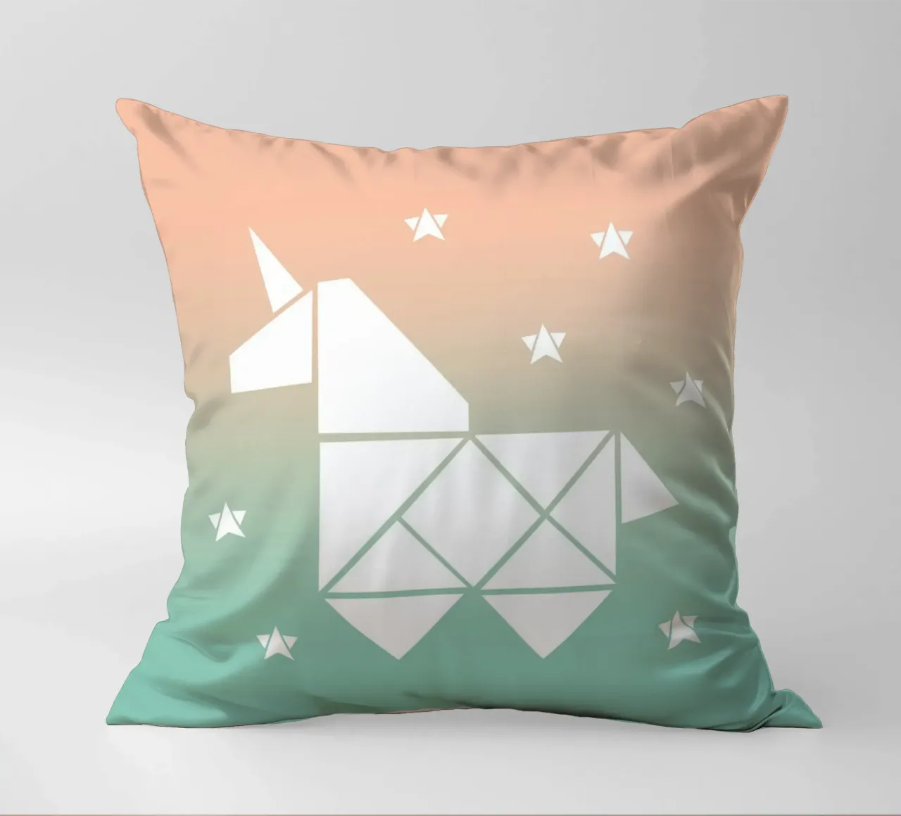 Sparkling gradient unicorn green Kissen von BAINAI KIDS