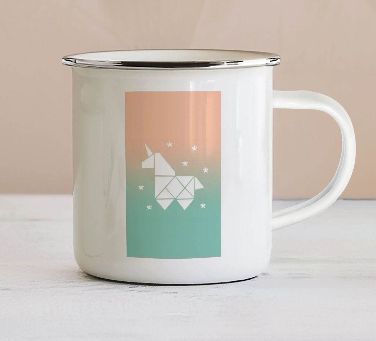 Sparkling gradient unicorn green tazza in smalto da BAINAI KIDS
