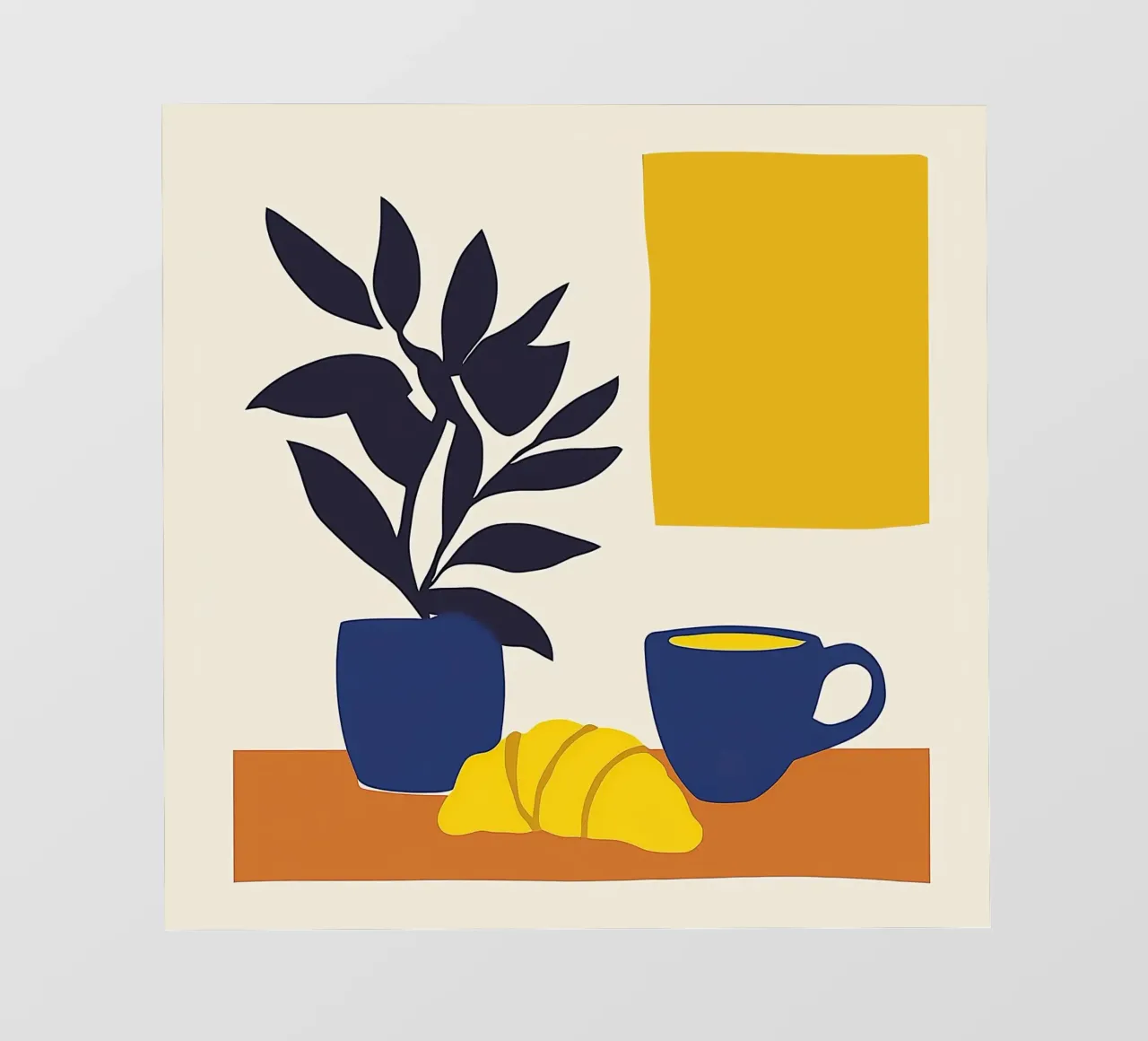 Natura morta minimalista: croissant e caffè telo in pvc da studiofox