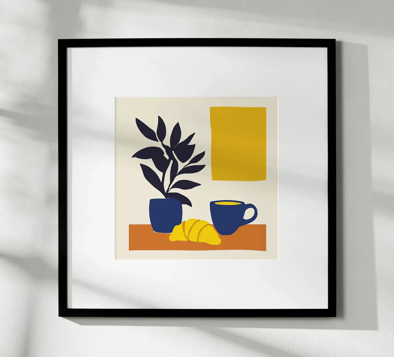 Natura morta minimalista: croissant e caffè poster da studiofox