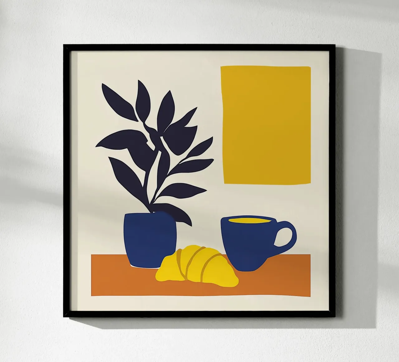 Natura morta minimalista: croissant e caffè poster da studiofox