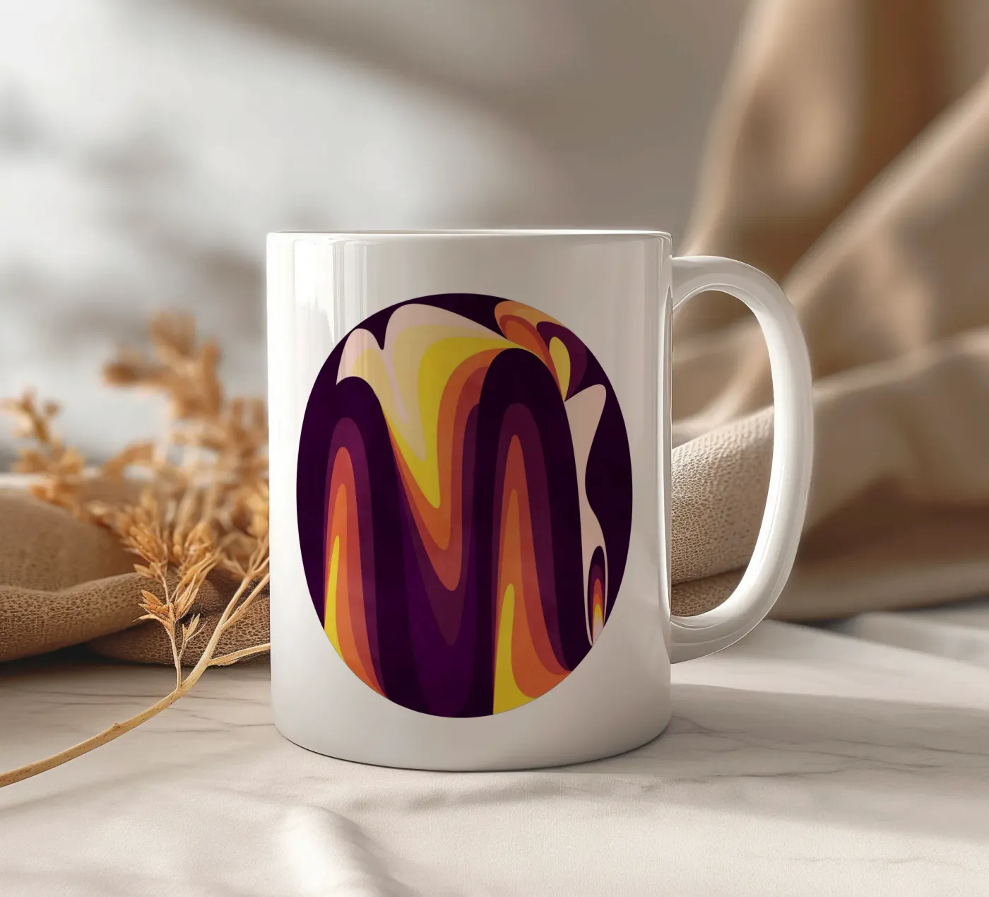 Clear ceramic mug by Abstract Joy